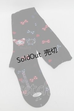 画像1: BABY,THE STARS SHINE BRIGHT / ねこくみゃちゃんのHappy Meow Meow Presentオーバーニー  黒 S-25-03-01-002-BA-ZA-HR-ZS