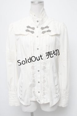 画像1: Ozz oneste / バラ刺繍立ち襟ブラウス  キナリ S-25-03-01-032-OO-BL-HR-ZS