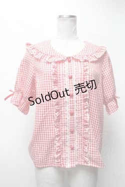 画像1: DearMyLove / セーラーハートボタンフリルブラウス  赤 S-25-03-02-051-EL-TO-AS-ZS