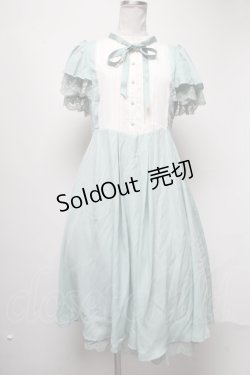 画像1: axes femme / ブロッキングフリル袖ワンピース  グリーン S-25-03-02-055-AX-OP-HR-ZS