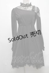 EATME / レースコンビワンショルイレヘムワンピース  黒 S-25-03-02-065-LO-OP-AS-ZS