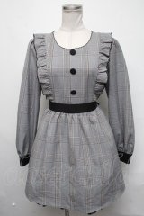 evelyn / チェックフリルワンピース  グレー S-25-03-06-053-LO-OP-AS-ZT029