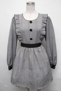 evelyn / チェックフリルワンピース  グレー S-25-03-06-053-LO-OP-AS-ZT029