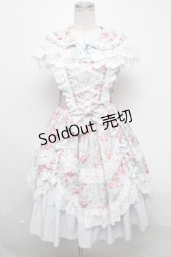 画像1: metamorphose / フローレンスケープ付きジャンパースカート  ミントブルー S-25-03-06-057-ME-OP-HR-ZS