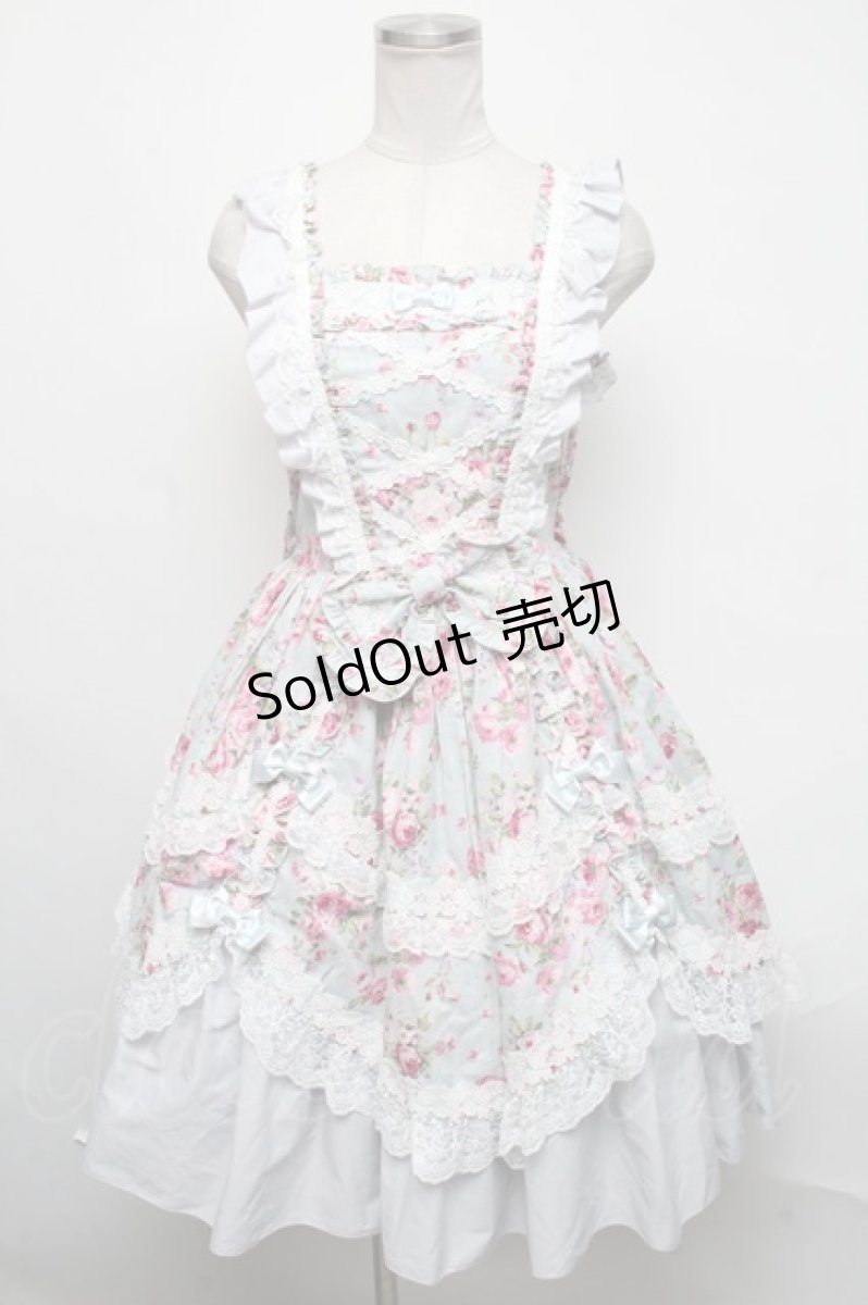 画像3: metamorphose / フローレンスケープ付きジャンパースカート  ミントブルー S-25-03-06-057-ME-OP-HR-ZS (3)