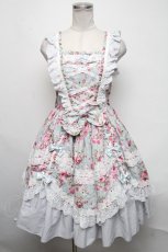 画像3: metamorphose / フローレンスケープ付きジャンパースカート  ミントブルー S-25-03-06-057-ME-OP-HR-ZS (3)