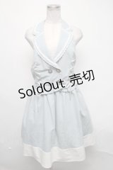 axes femme / サイド編み上げホルターネックワンピース  サックス S-25-03-06-058-AX-OP-HR-ZS
