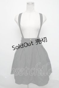 Amavel / サスペンダー付きストライプスカート  黒 S-25-03-06-074-CA-SK-AS-ZS