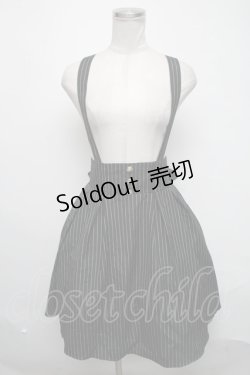 画像1: Amavel / サスペンダー付きストライプスカート  黒 S-25-03-06-074-CA-SK-AS-ZS