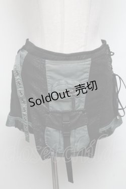 画像1: Qutie Frash / フラップ付きショートパンツ  黒ｘカーキ S-25-03-06-084-QU-PA-AS-ZS