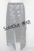 Qutie Frash / ベルトデザインオーバースカート  黒ｘブルー S-25-03-06-087-QU-SK-AS-ZS