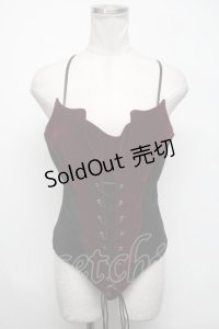 DARK IN LOVE / Gothic scarlet bats corset   黒ｘワイン S-25-03-06-013-PU-BL-HR-ZS