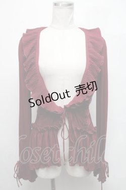 画像1: Ozz Croce / バック編み上げ刺繍フリルカーディガン  ワイン S-25-03-06-026-OO-TO-HR-ZS