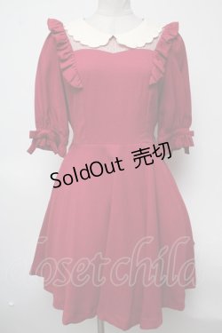 画像1: Secret Honey / スカラップ刺繍襟ワンピース  赤 S-25-03-09-067-CA-OP-AS-ZS