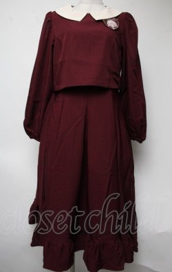 画像1: m petit by misako / マイメロワッペン付きワンピース  ワイン S-25-03-09-069-LO-OP-HR-ZS