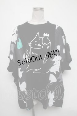 画像1: MINT NeKO / 切替オーバーサイズトップス  黒 S-25-03-09-024-HN-TO-AS-ZS