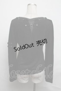 画像2: Ozz Croce / プリントｘ刺繍チェーン付ニットソー  黒 S-25-03-11-036-OO-TO-HR-ZS