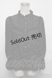 axes femme kawaii / タッセルリボンタイブラウス  黒 S-25-03-11-041-AX-BL-AS-ZS