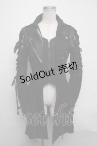 PUNK RAVE / 異素材切替コート  黒 S-25-03-11-045-PU-BL-AS-ZS