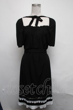 画像1: Ozz Croce / 裾プリーツ刺繍ワンピース  黒ｘ白 S-25-03-11-047-OO-OP-HR-ZS