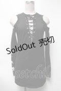NieR Clothing / 肩開き編み上げトップス  黒 S-25-03-13-053-PU-TO-HR-ZS