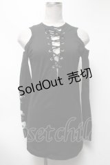 NieR Clothing / 肩開き編み上げトップス  黒 S-25-03-13-053-PU-TO-HR-ZS