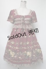 axes femme / カットソー花リース柄チュニ  ワイン S-25-03-13-066-AX-OP-HR-ZS