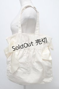 Maison de FLEUR / EC限定キャンバスダブルリボンギャザートートバッグ  キナリ S-25-03-13-023-LO-OP-HR-ZS