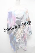 TRAVAS TOKYO / グラフィック総柄スーパービッグTシャツ  白 S-25-03-13-031-PU-TO-HR-ZS
