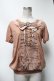 画像1: axes femme / ストライプシフォンリボンTシャツ  ベージュ S-25-03-13-038-AX-TO-HR-ZS (1)
