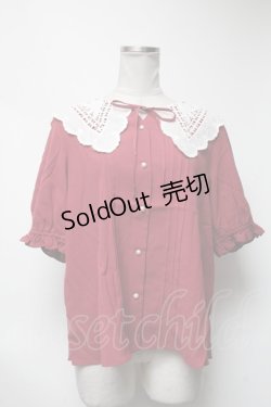画像1: axes femme / バラ刺繍襟ブラウス  ピンク S-25-03-13-043-AX-BL-HR-ZS