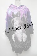 TRAVAS TOKYO / 宇宙たれくまプリントハーフスリーブフーディー  黒ｘ紫 S-25-03-13-044-PU-TS-HR-ZS