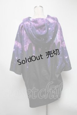 画像2: TRAVAS TOKYO / 宇宙たれくまプリントハーフスリーブフーディー  黒ｘ紫 S-25-03-13-044-PU-TS-HR-ZS