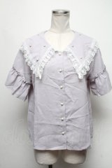 axes femme / パールビッグ襟ブラウス  ラベンダー S-25-03-15-050-AX-BL-HR-ZS