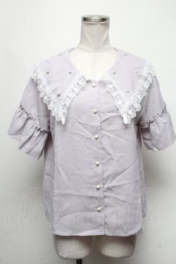 画像1: axes femme / パールビッグ襟ブラウス  ラベンダー S-25-03-15-050-AX-BL-HR-ZS