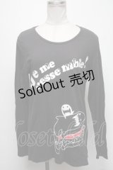 Rydia / おばけプリントカットソー  黒 S-25-03-15-062-PU-TO-HR-ZS