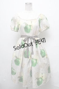 画像1: Emily Temple cute / Apple Stampワンピース  ベージュｘグリーン S-25-03-17-058-ET-OP-AS-ZS