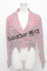 axes femme kawaii / タータンチェックジャケット  赤 S-25-03-17-075-AX-JA-HR-ZS