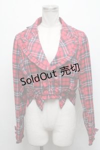 axes femme kawaii / タータンチェックジャケット  赤 S-25-03-17-075-AX-JA-HR-ZS