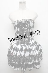 ATELIER PIERROT / "Diamond Circus"ミニコルセットワンピース  黒ｘ白 S-25-03-17-077-EL-OP-HR-ZS