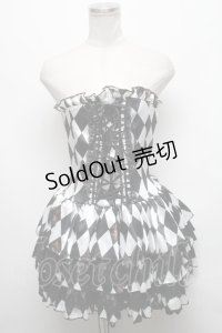 ATELIER PIERROT / "Diamond Circus"ミニコルセットワンピース  黒ｘ白 S-25-03-17-077-EL-OP-HR-ZS