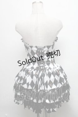 画像2: ATELIER PIERROT / "Diamond Circus"ミニコルセットワンピース  黒ｘ白 S-25-03-17-077-EL-OP-HR-ZS
