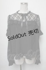 Angelic Pretty / Lacy Frillブラウス  黒 S-25-03-17-039-AP-BL-HR-ZS