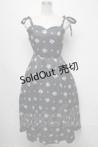 axes femme / ブーケ柄ドットワンピース  黒 S-25-03-20-054-AX-OP-HR-ZS