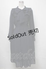 axes femme / ラッフルフリルシフォンワンピース  紺 S-25-03-20-055-AX-OP-HR-ZS