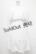 axes femme / 襟付きティアードワンピース  白 S-25-03-20-070-AX-OP-HR-ZS
