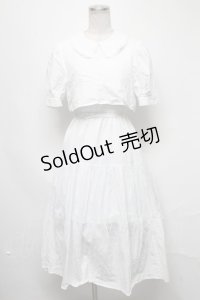 axes femme / 襟付きティアードワンピース  白 S-25-03-20-070-AX-OP-HR-ZS