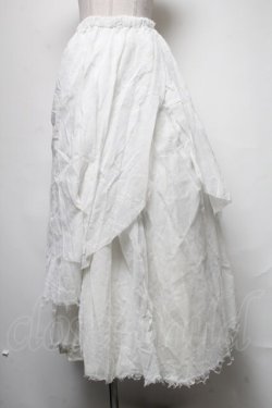 画像1: h.NAOTO / ロゴptガーゼレイヤードロングスカート  白 S-25-03-20-073-HN-SK-HR-ZS