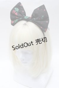 HELL CAT PUNKS / さくらんぼ柄リボンカチューシャ  黒 S-25-03-20-012-PU-AC-HR-ZT168-F004