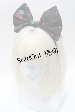 画像1: HELL CAT PUNKS / さくらんぼ柄リボンカチューシャ  黒 S-25-03-20-012-PU-AC-HR-ZT168-F004